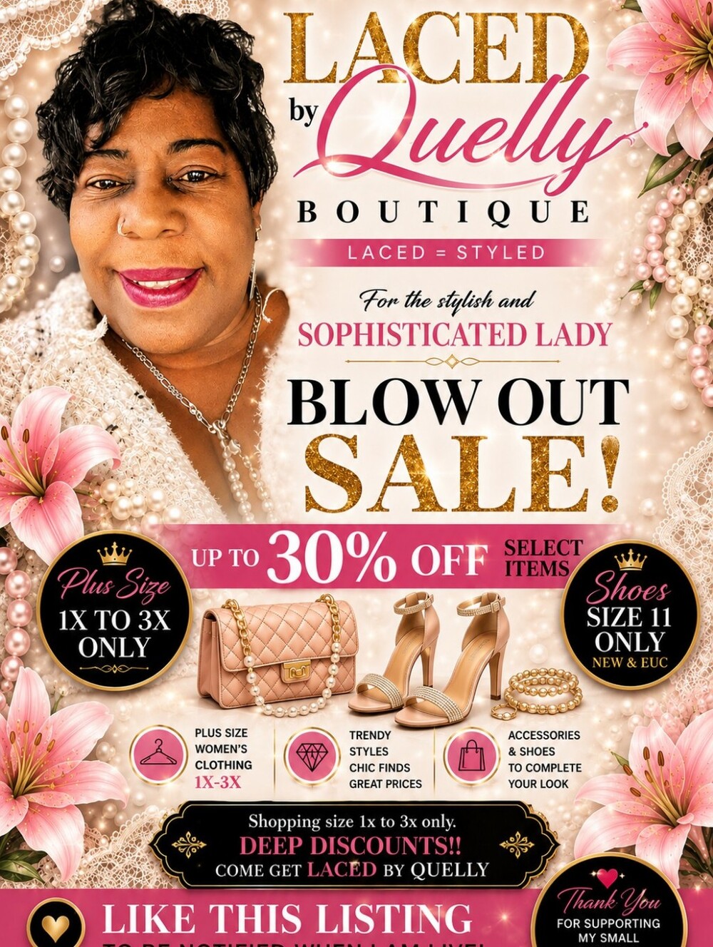 Laced by Quelly Boutique Blow Out Sale Graphic - Pink & Gold Promo